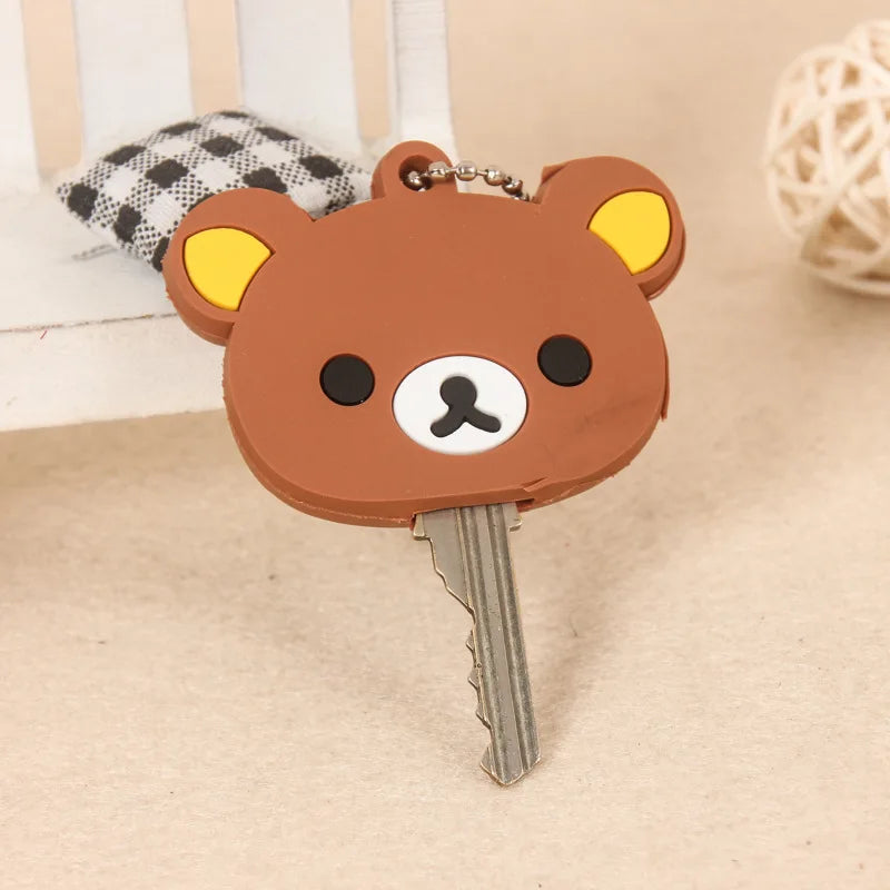 Rilakkuma Key Protective Cover Keychains New Anime Relax Bear PVC Cases Backpack Bags Key Rings Pendants Charms Gift Hot Sales