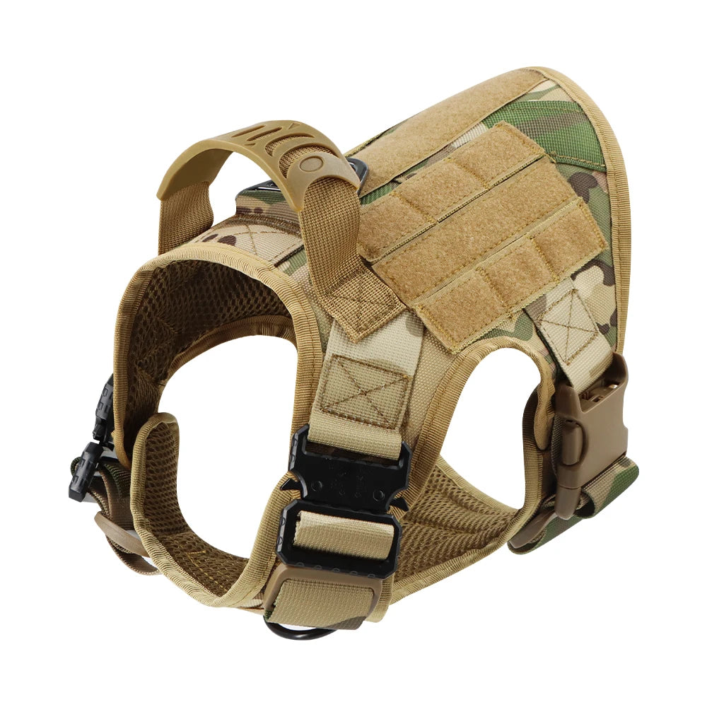 Military Large Dog Harness Collar Leash Bags Patches Set Pet Malinois Training Vests Tactical Dogs Harnesses Accessories