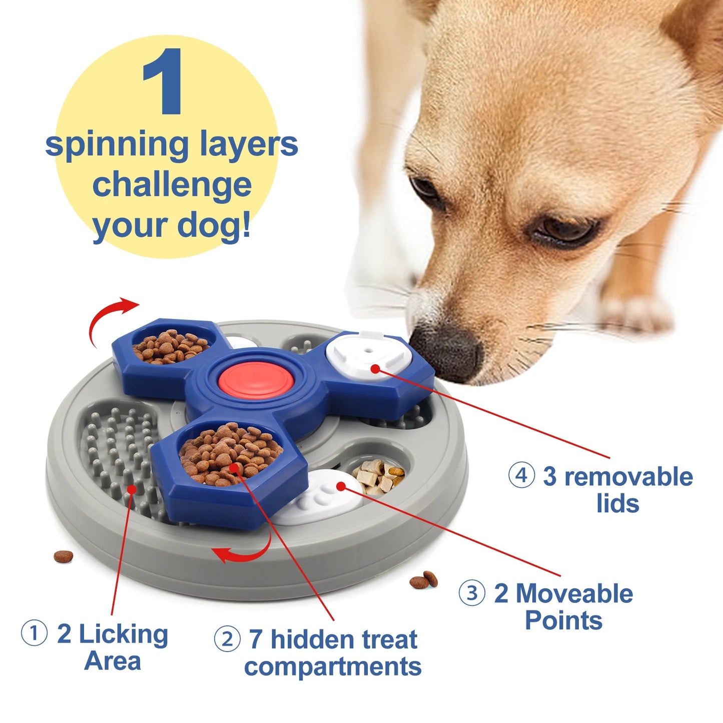 2-Layers Dog Puzzle Toys Slow Feeder Food Dispenser Interactive Increase Puppy IQ Anti-Choking Tableware Dog Licking Plates
