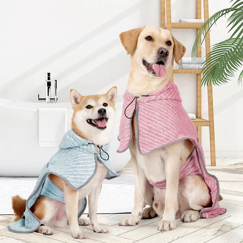 Pet Bathrobe Coat Fast Water Absorbent Towel for Large Medium Small Dogs Soft Adjustable Drying Moisture Cat Pet Bath Robe