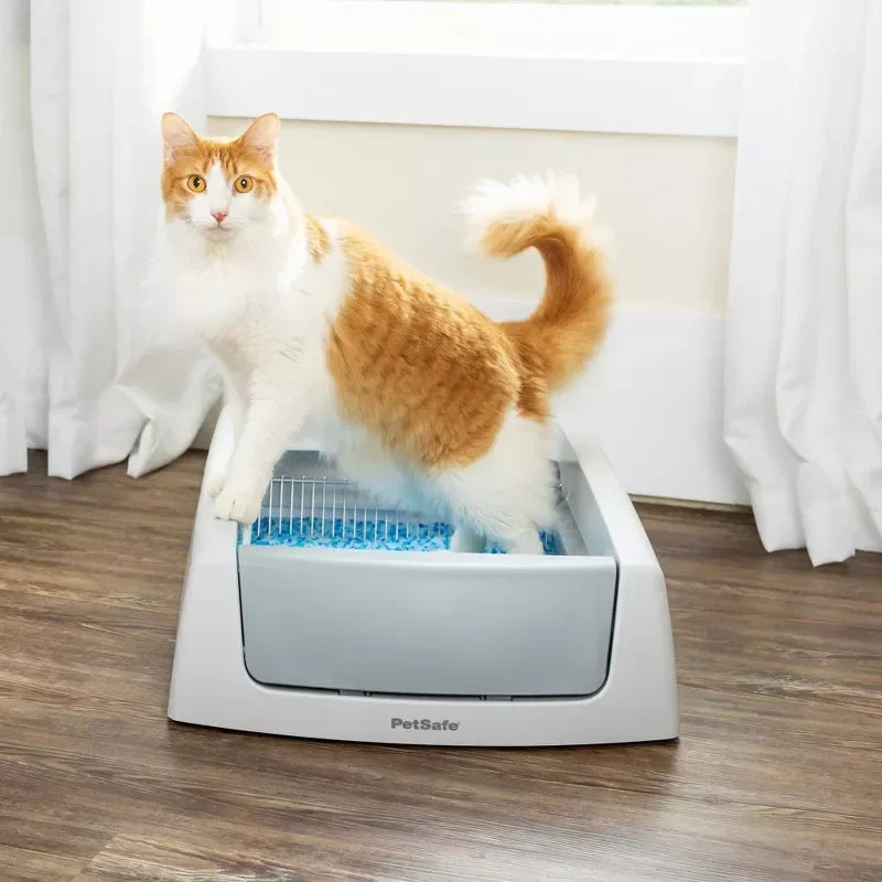 Self Cleaning Cat Litter Box Automatic Odor Control No Scoop Required Crystal Litter Tray Low Tracking Dust Free for Indoor Cats