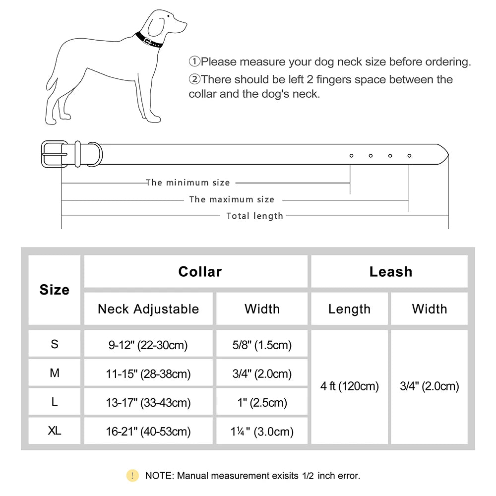 Soft Padded Dog Collar Leash Set PU Leather Pet Dog Collars Necklace With Walking Lead Rope Adjustable For Small Medium Dogs Pug