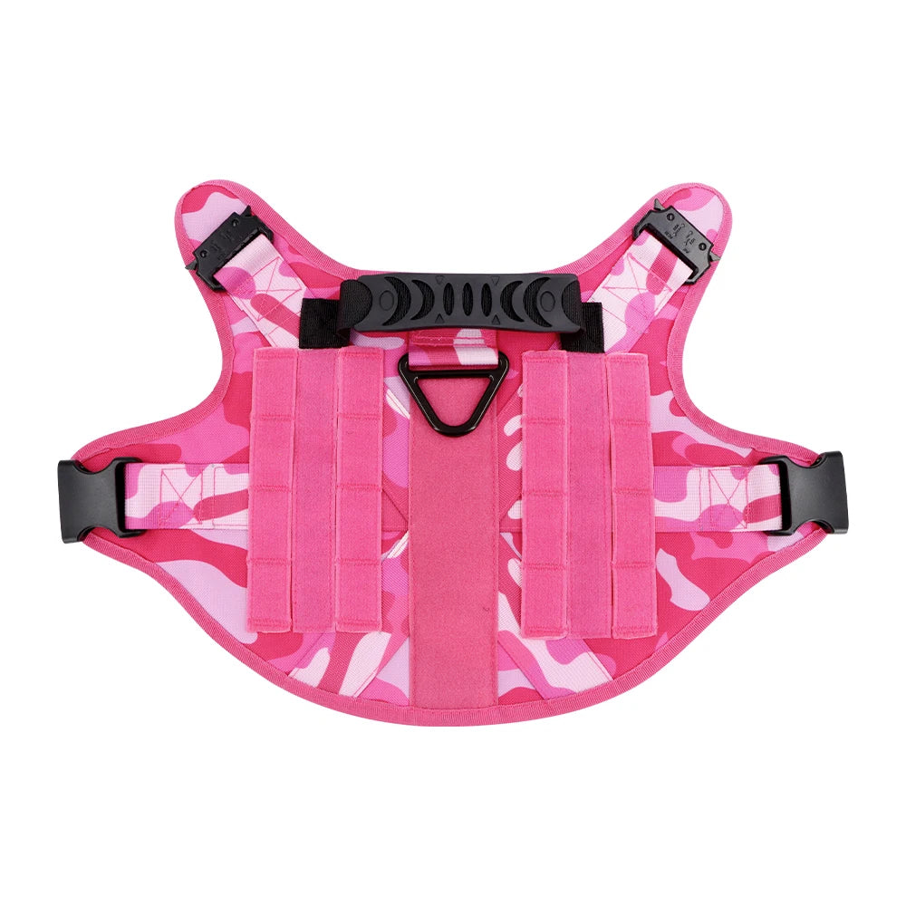 Military Pink Camouflage Dog Harness For Large Medium Dogs Harnesses Leash Adjustable Pet German Shepherd Tactical Training Vest