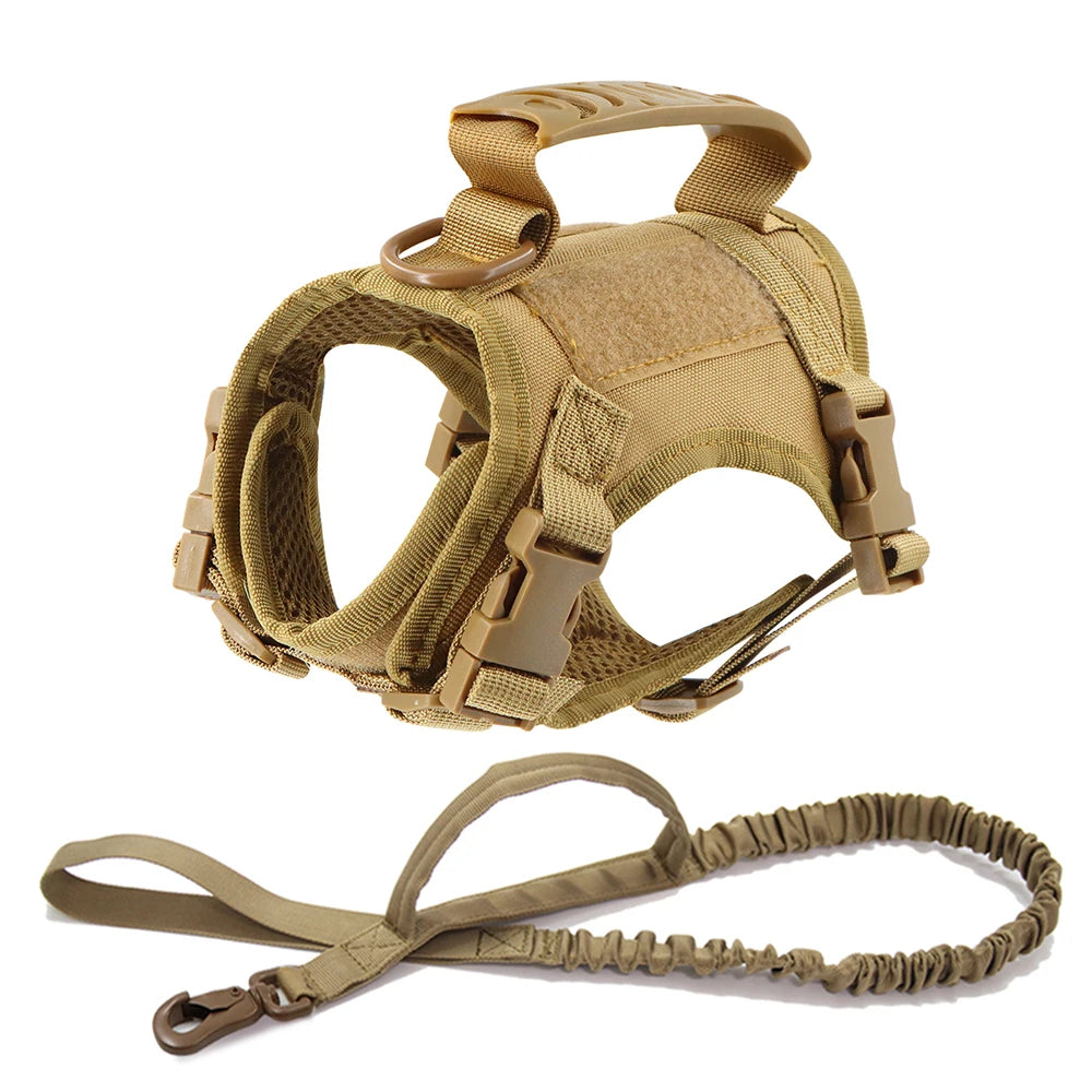 Tactical Cat Harness with Leash Set Puppy Walking Escape Proof Adjustable Pet Vest withControl Handle For Large Cats Small Dogs