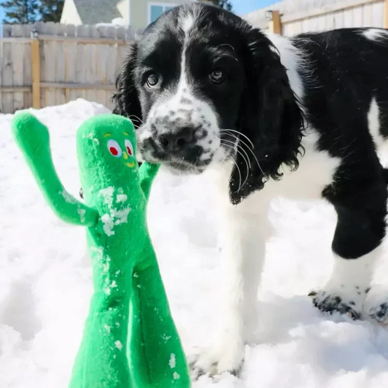 Gumby Plush Dog Toy with Squeaker for Puppy Small Medium Dogs Soft Cuddle Chew Fetch Play Non Aggressive Chewers Pet Supplies