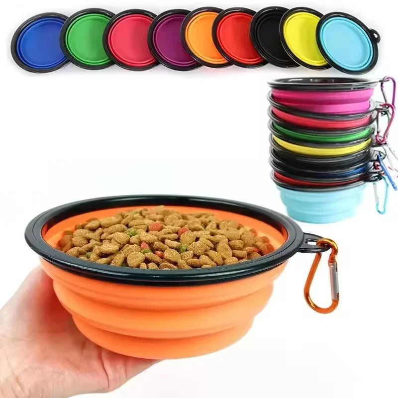 Collapsible Dog Pet Folding Silicone Bowl Outdoor Travel Portable Puppy Food Container Feeder Dish Bowl Pet supplies