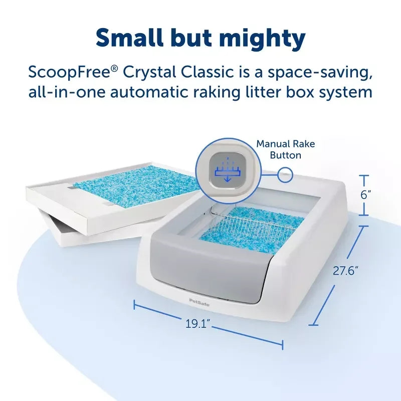 Self Cleaning Cat Litter Box Automatic Odor Control No Scoop Required Crystal Litter Tray Low Tracking Dust Free for Indoor Cats