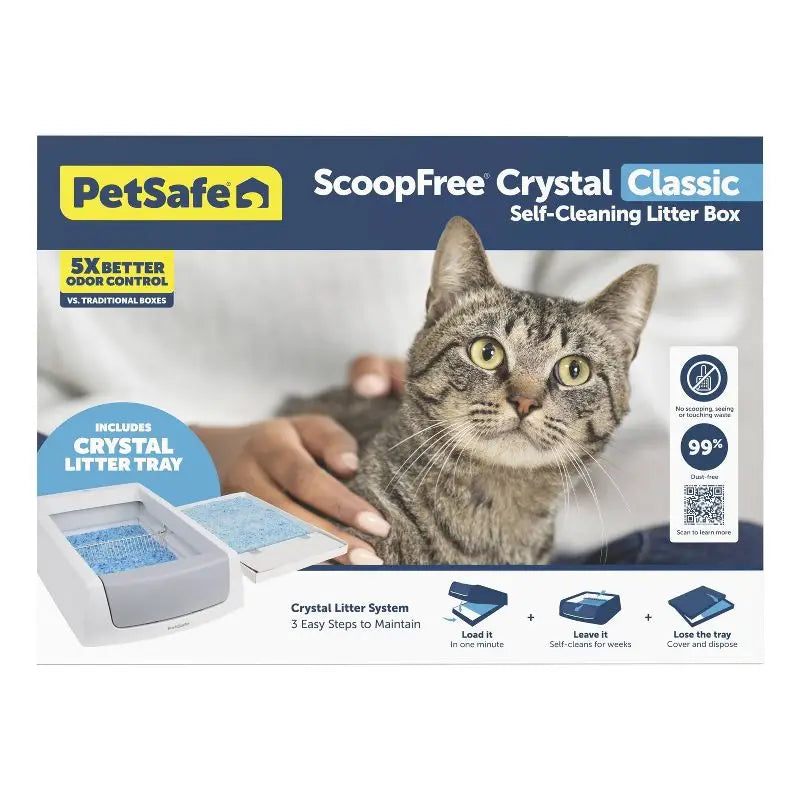 Self Cleaning Cat Litter Box Automatic Odor Control No Scoop Required Crystal Litter Tray Low Tracking Dust Free for Indoor Cats