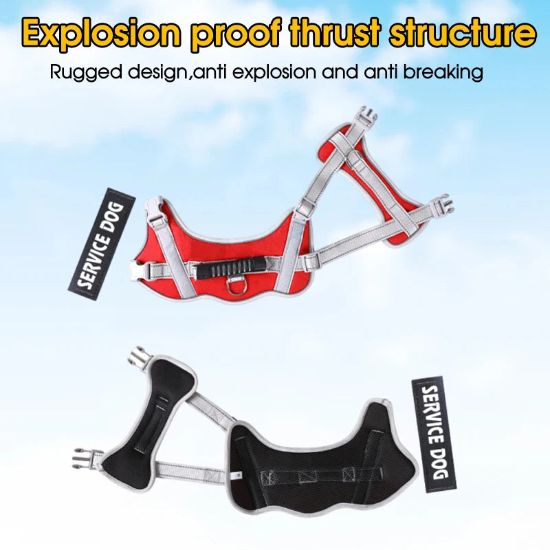 Service Dog Vest Harness No Pull Dog Hook Suitable Large Dog Vest Dog Walking Rope Control Dog Strap Accessories Prevent Loss