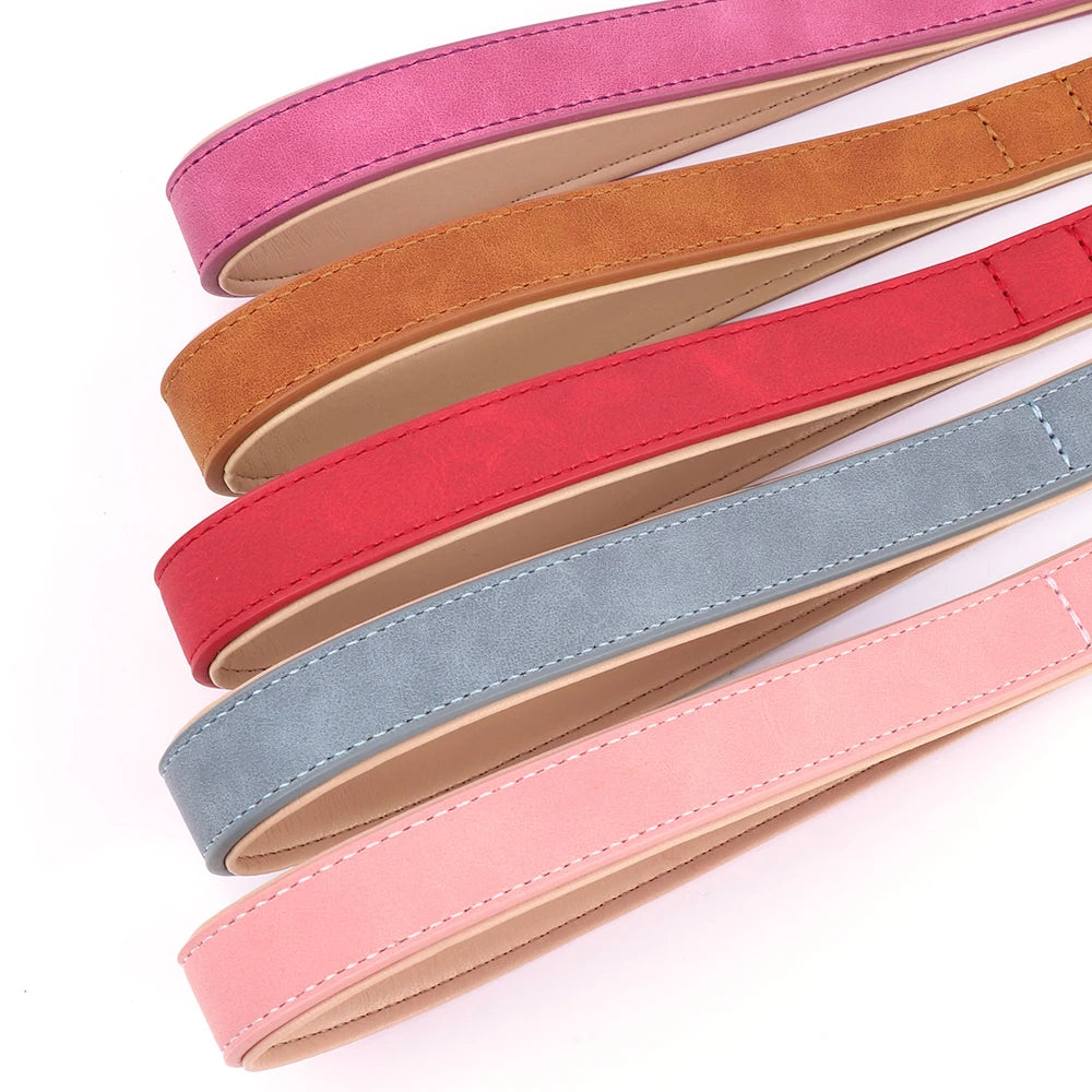 Soft Padded Dog Collar Leash Set PU Leather Pet Dog Collars Necklace With Walking Lead Rope Adjustable For Small Medium Dogs Pug