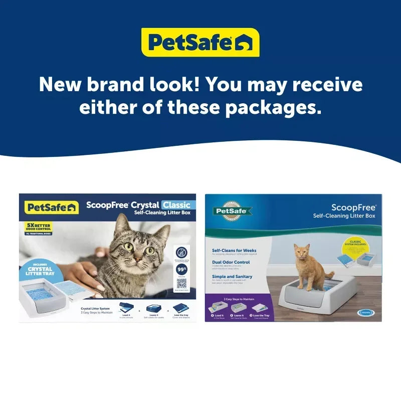 Self Cleaning Cat Litter Box Automatic Odor Control No Scoop Required Crystal Litter Tray Low Tracking Dust Free for Indoor Cats