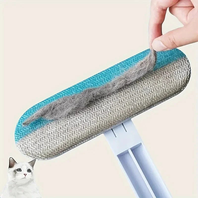 Durable Nylon Bristle Pet Hair Remover Brush with Long Handle for Effective Shedding Control in Dogs and Cats