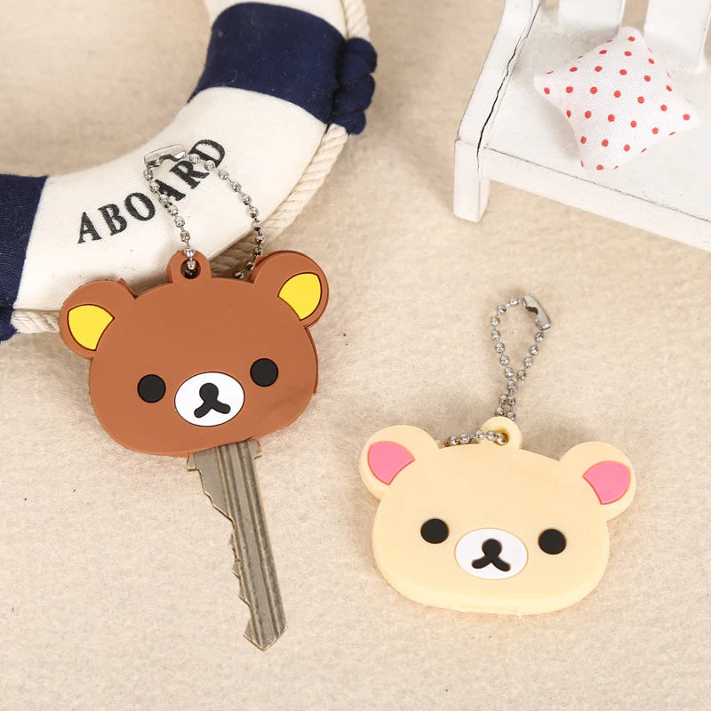 Rilakkuma Key Protective Cover Keychains New Anime Relax Bear PVC Cases Backpack Bags Key Rings Pendants Charms Gift Hot Sales