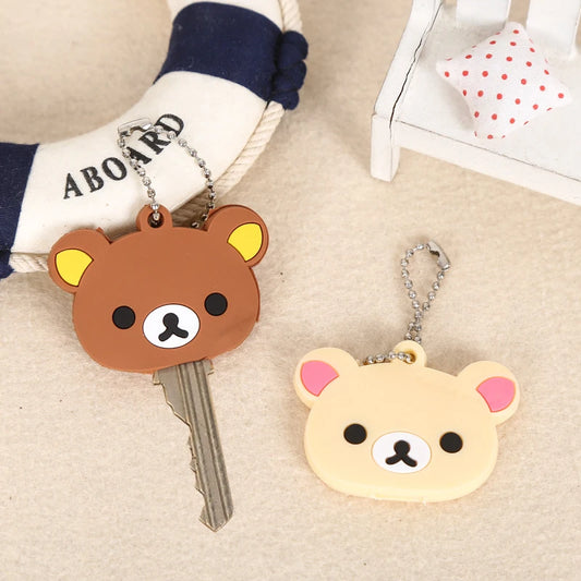 Rilakkuma Key Protective Cover Keychains New Anime Relax Bear PVC Cases Backpack Bags Key Rings Pendants Charms Gift Hot Sales