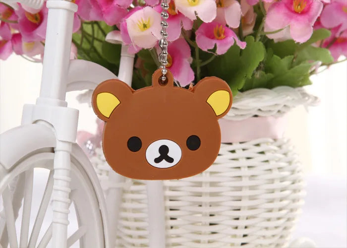 Rilakkuma Key Protective Cover Keychains New Anime Relax Bear PVC Cases Backpack Bags Key Rings Pendants Charms Gift Hot Sales