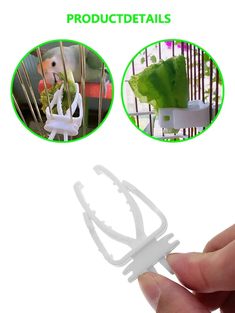Cute Small Pet Bird Food Holder Parrot Fruits Vegetables Clip Cuttlefish Bone Feeder Device Clamp Bird Cage Accessories Oiseaux