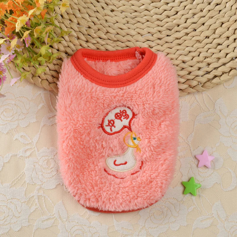 Cute Print Tea Cup Dog Sweater Winter Warm Fleece Pet Clothes for Small Dogs Teddy Chihuahua Puppy Pullovers mascotas Clothing