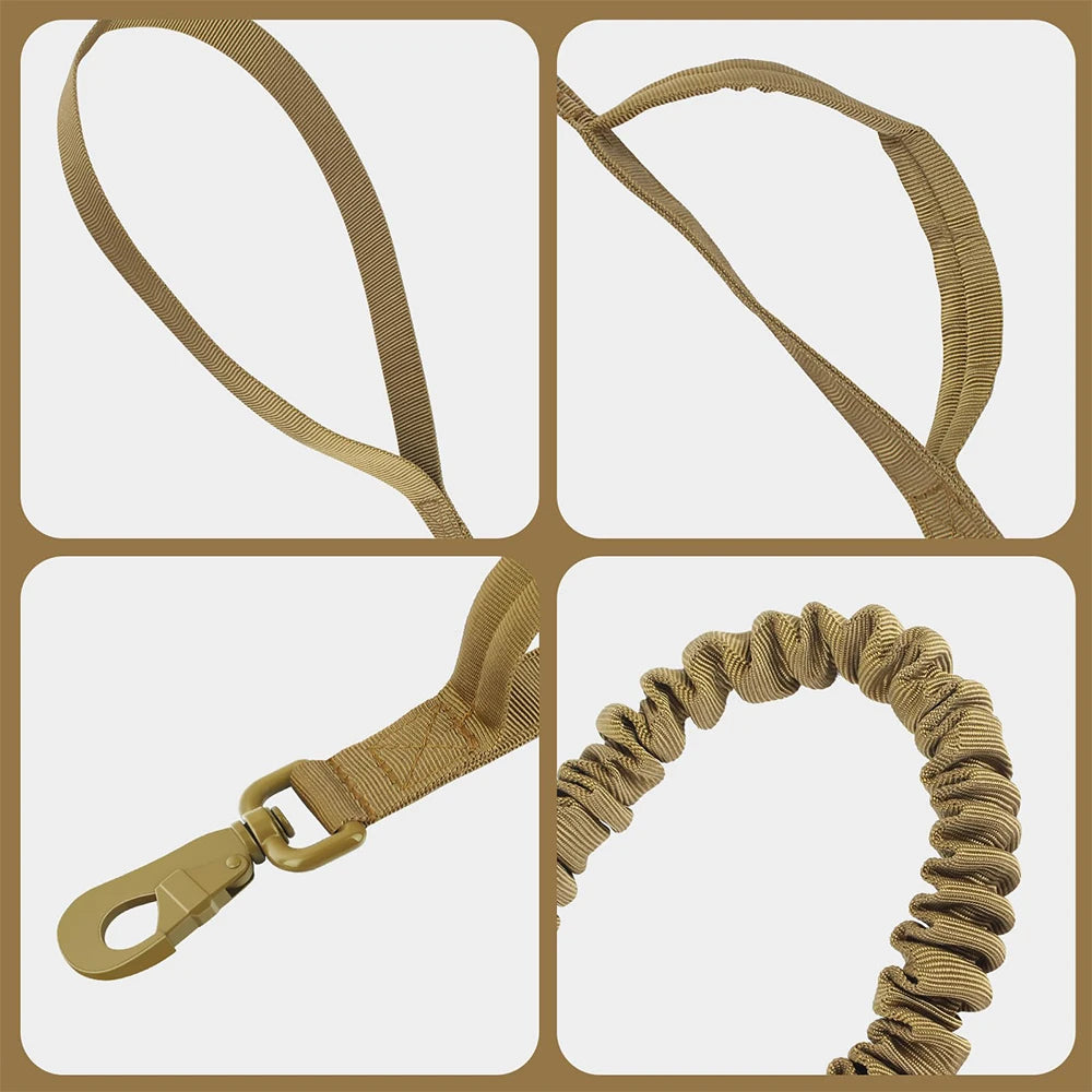 Military Dog Leashes Adjustable Leash Quick Release Elastic Rope With 2 Control Handle For Medium and Small Dogs Accessories