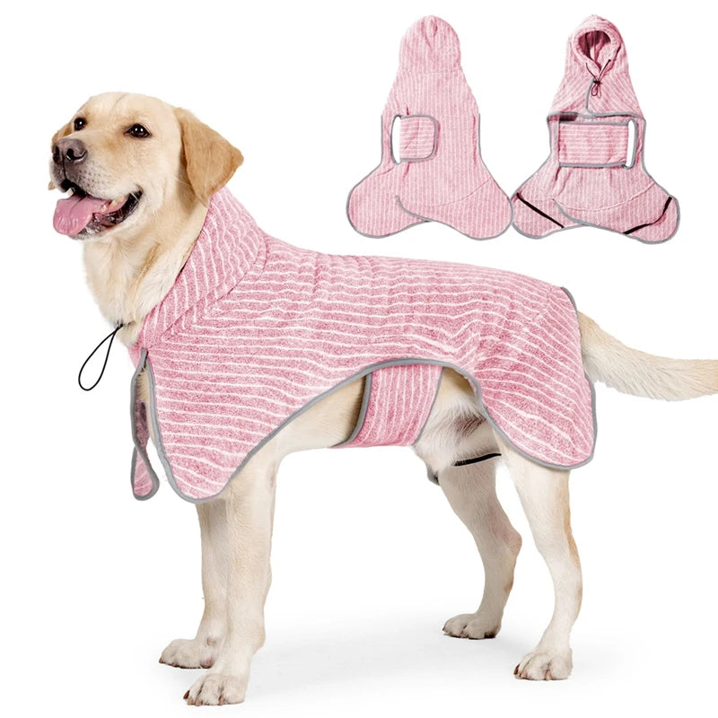 Pet Bathrobe Coat Fast Water Absorbent Towel for Large Medium Small Dogs Soft Adjustable Drying Moisture Cat Pet Bath Robe