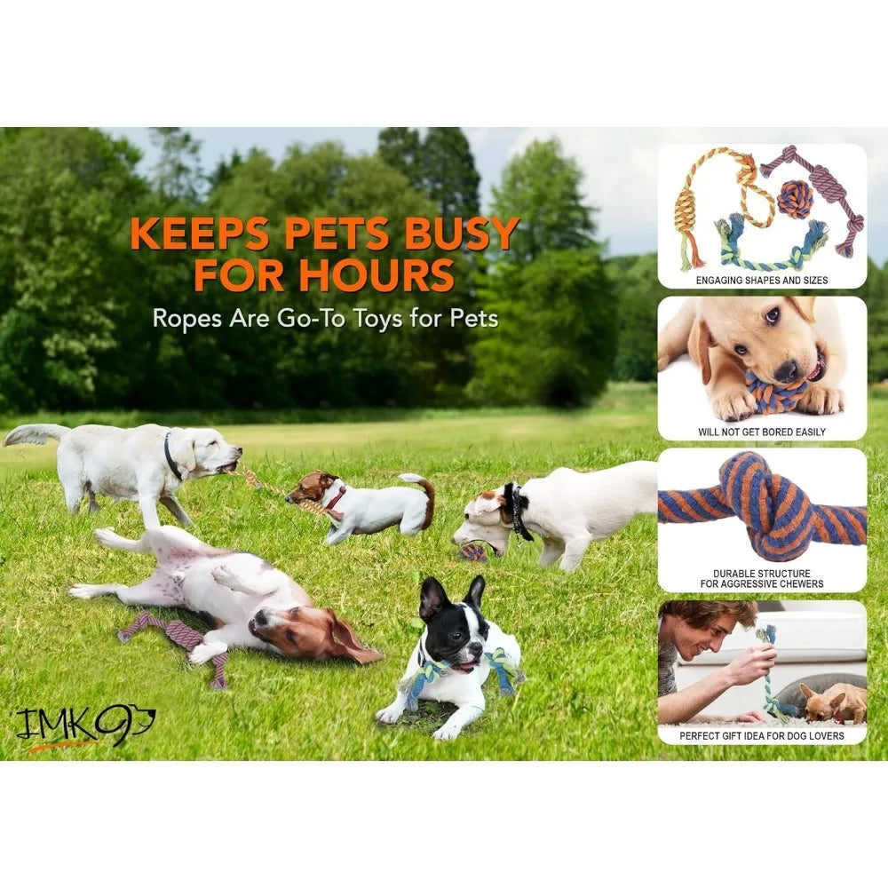 Bell/knot design! Dog Chewing Rope Toy Teeth Grinding Resistant Small and Medium sized Dog Interactive Training Tool