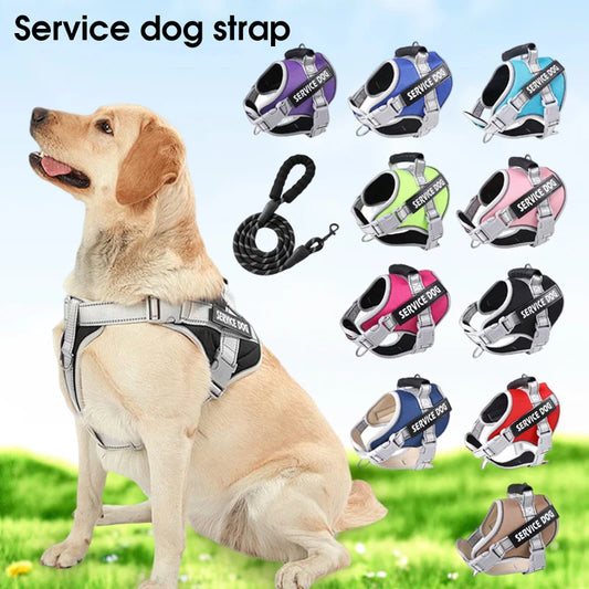 Service Dog Vest Harness No Pull Dog Hook Suitable Large Dog Vest Dog Walking Rope Control Dog Strap Accessories Prevent Loss