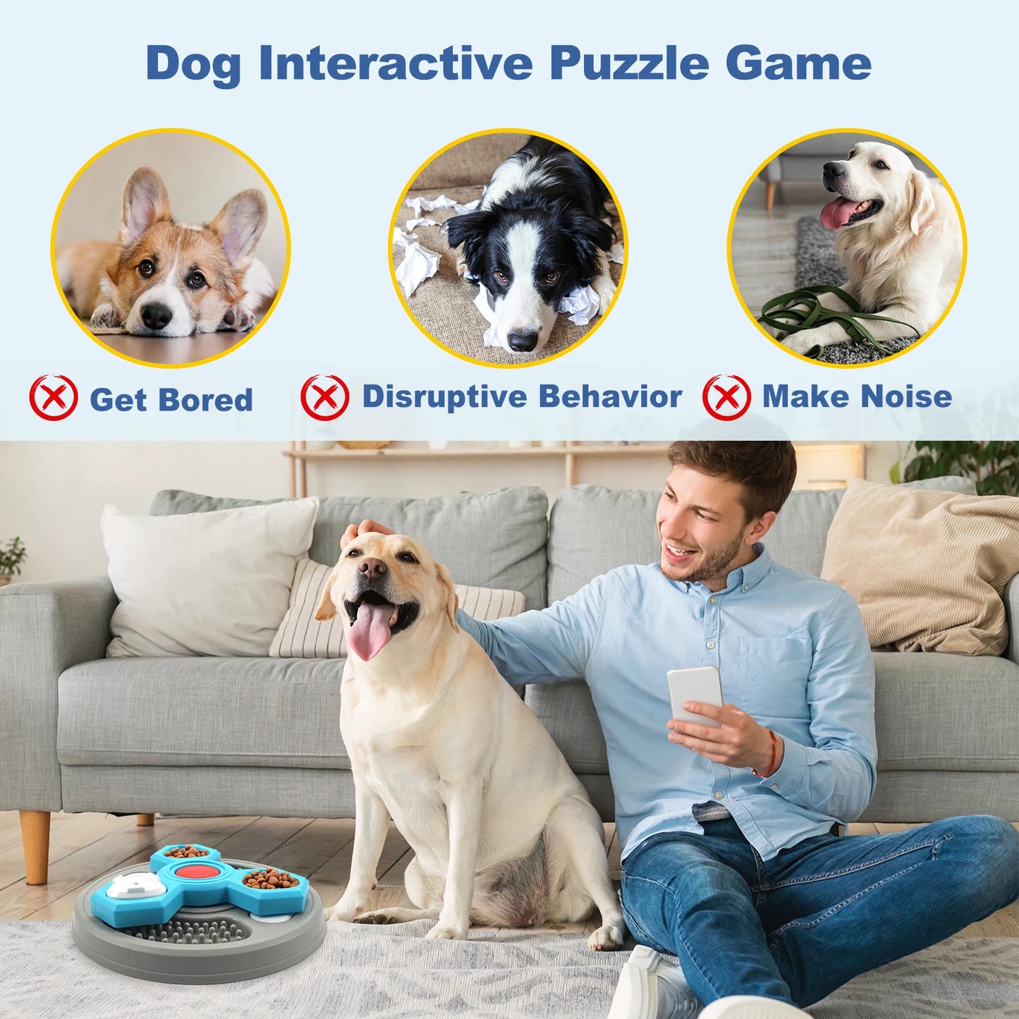 2-Layers Dog Puzzle Toys Slow Feeder Food Dispenser Interactive Increase Puppy IQ Anti-Choking Tableware Dog Licking Plates