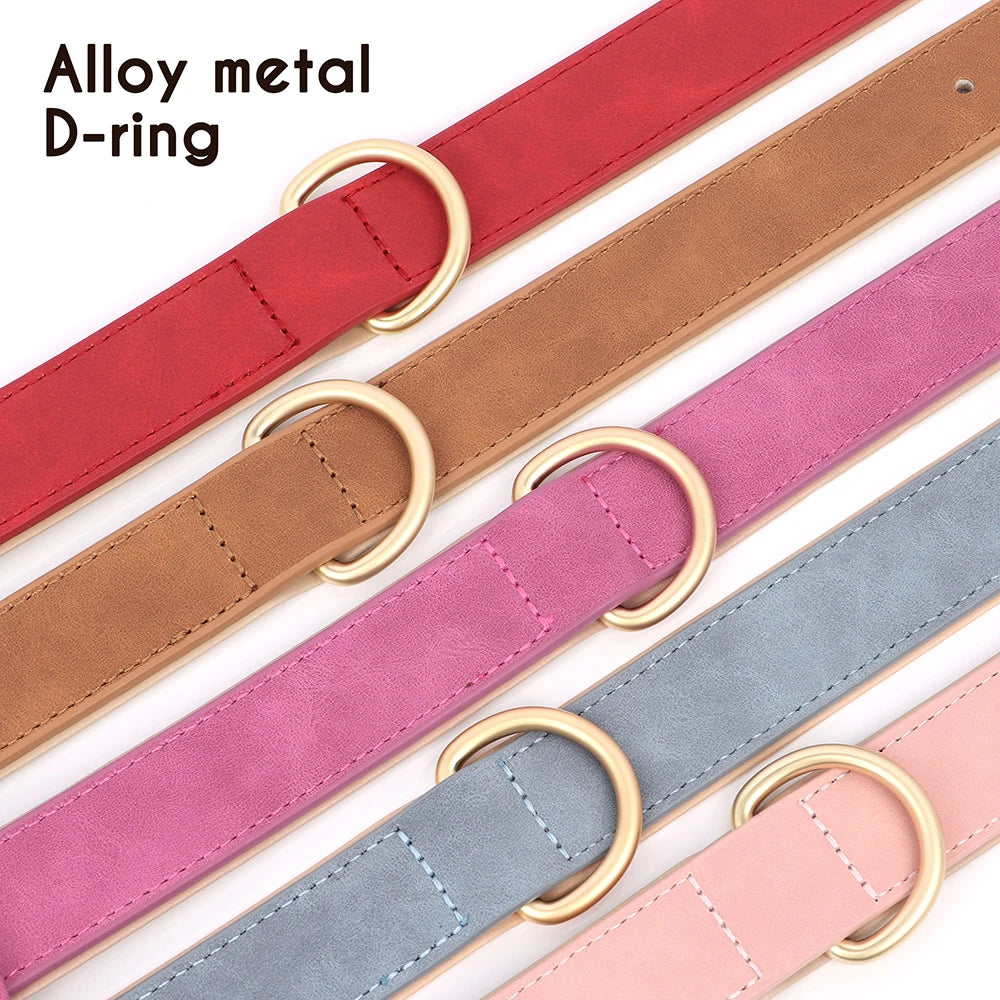 Soft Padded Dog Collar Leash Set PU Leather Pet Dog Collars Necklace With Walking Lead Rope Adjustable For Small Medium Dogs Pug