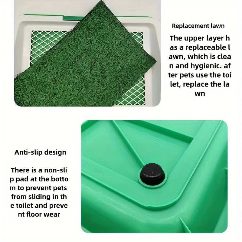 Reusable Silicone and PP Leak-Proof Dog Potty Training Pads - Indoor Pet Toilet with Grass Surface for Easy Cleaning, Hygien Pup