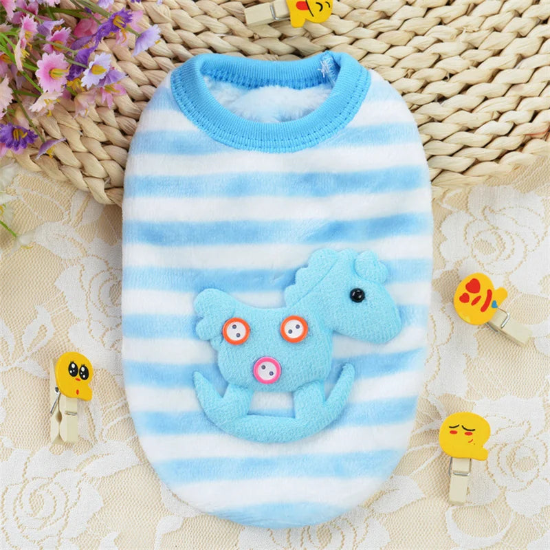Cute Print Tea Cup Dog Sweater Winter Warm Fleece Pet Clothes for Small Dogs Teddy Chihuahua Puppy Pullovers mascotas Clothing